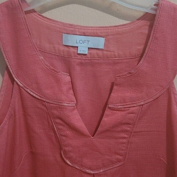 Loft Coral Orange Sleeveless Cotton Shift Dress - Picture 5 of 6